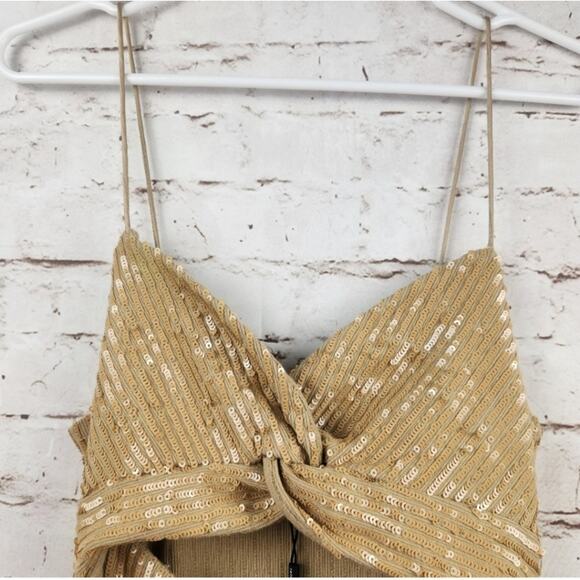 Retrofete Sariah Sequin Dress in Nude Size XL NWT Sleeveless Cutout Midi - Picture 4 of 14